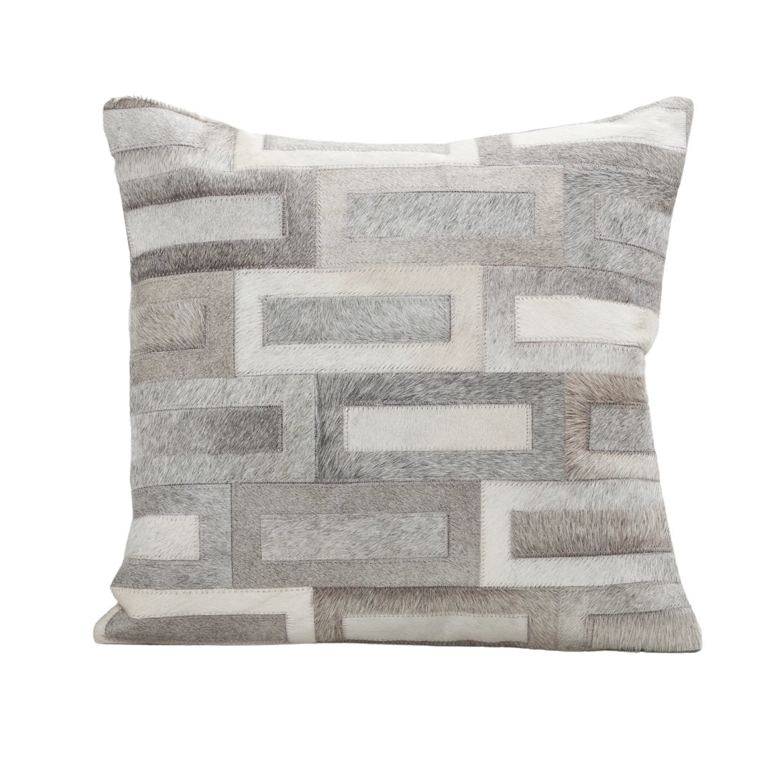 PILLOW GEOMETRIC BLOCK HIDE LEATHER