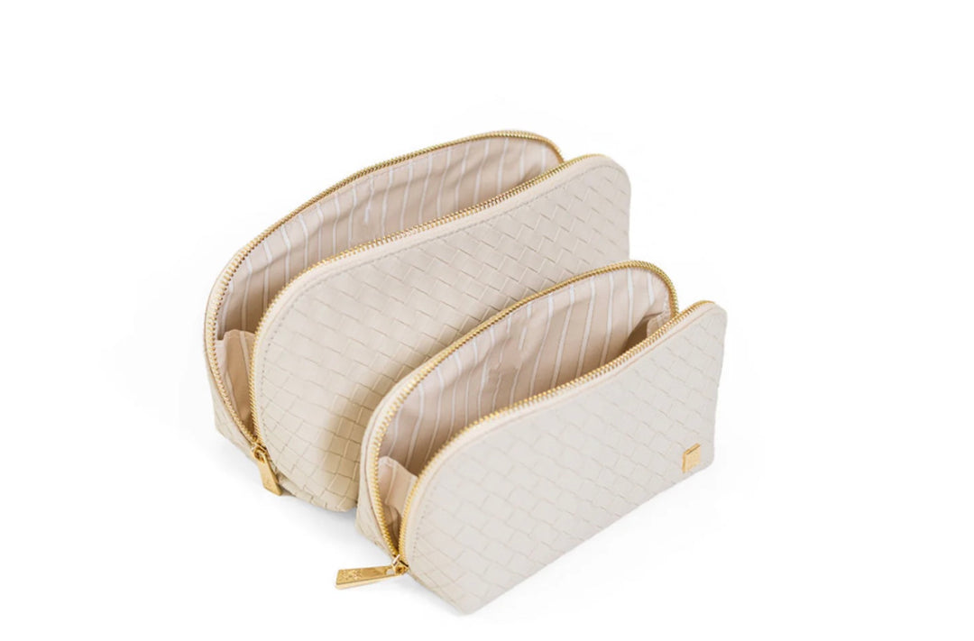 COSMETIC CASE LUXE DUO WOVEN SAND