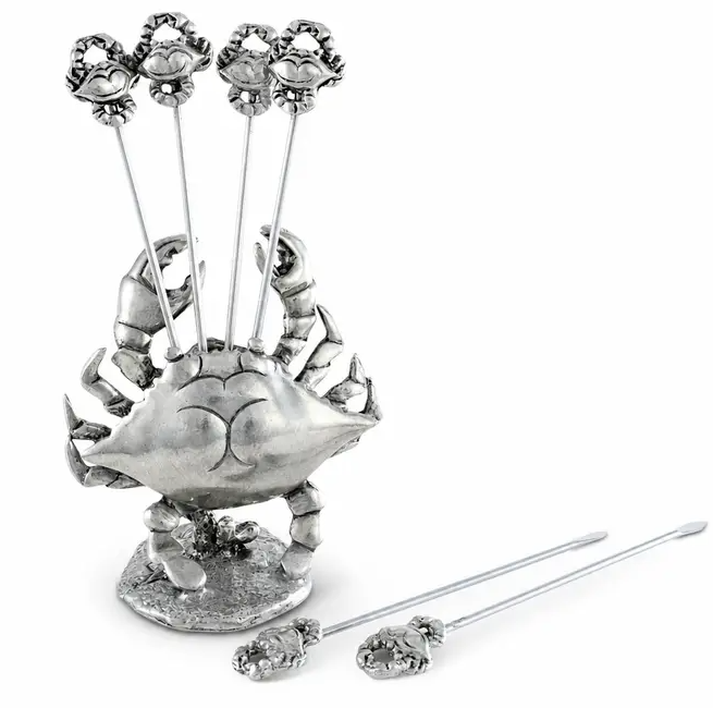 CHEESE PICKS PEWTER BLUE CRAB