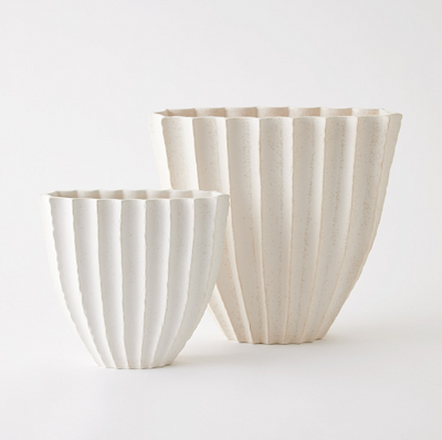 VASE WHITE RIBBED OFF WHITE (Available in 2 Sizes)