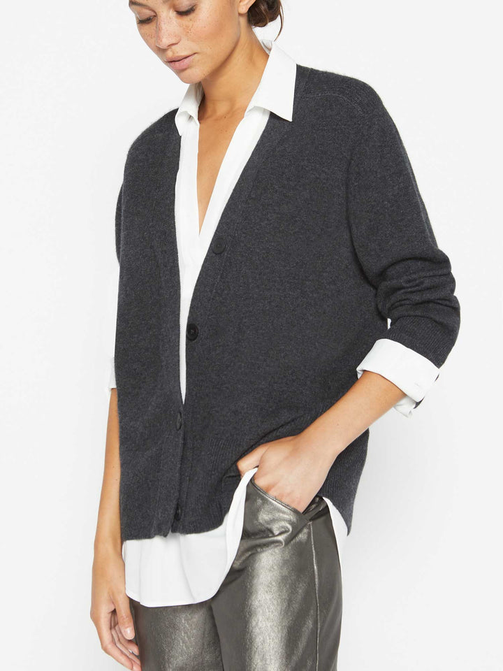 CARDIGAN CALLIE LAYERED DARK CHARCOAL