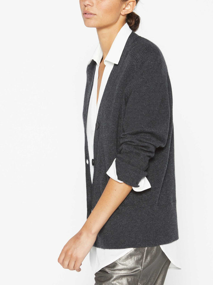 CARDIGAN CALLIE LAYERED DARK CHARCOAL