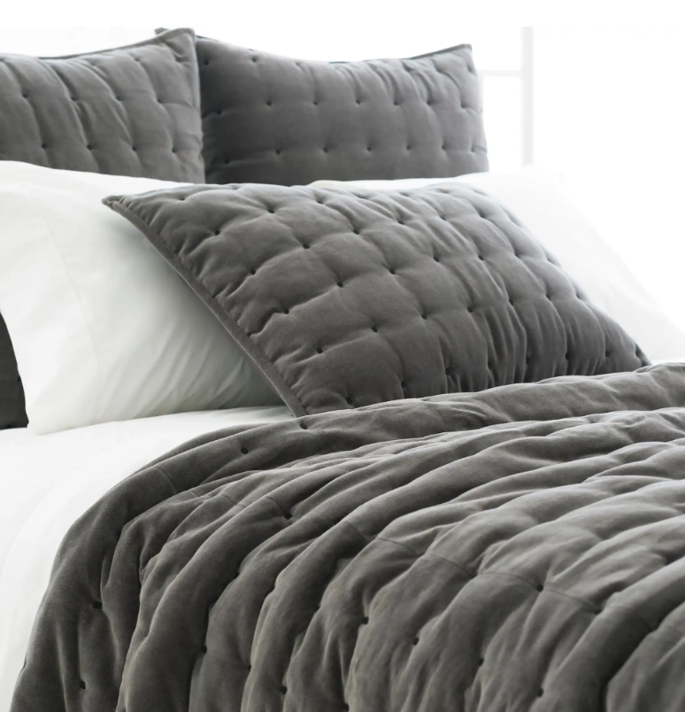 SHAM VIENNA VELVET QUILTED SHALE