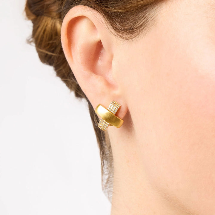 EARRING CATALINA X PAVE STUD GOLD CZ