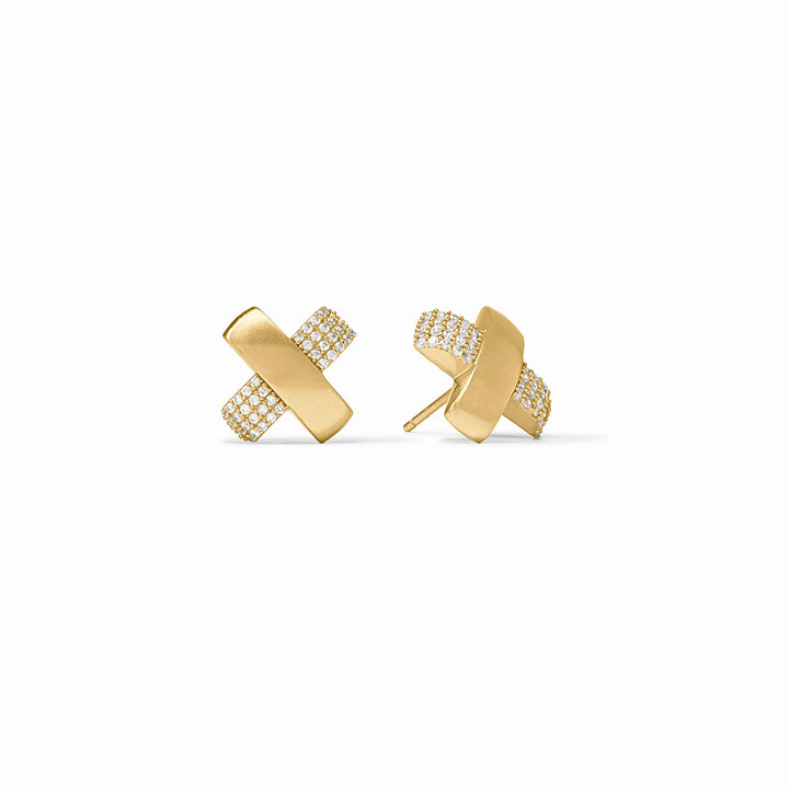 EARRING CATALINA X PAVE STUD GOLD CZ