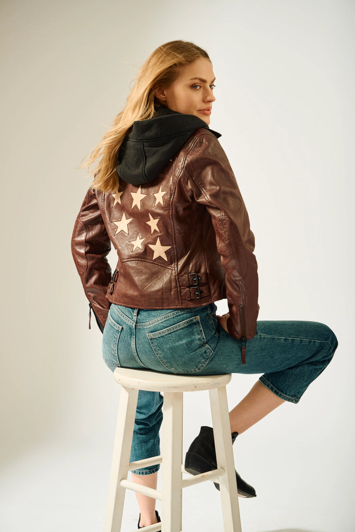 JACKET STAR W/ HOOD CHRISTYN RF DARK CHERRY