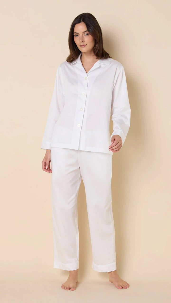 PAJAMA SET LONG CLASSIC LUXE PIMA WHITE