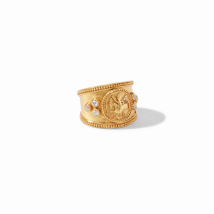 RING COIN CREST GOLD CZ