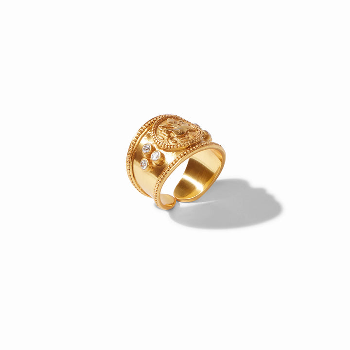 RING COIN CREST GOLD CZ