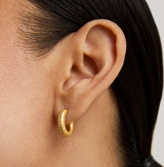 EARRINGS HUGGIES COLETTE PAVE WHITE CZ #76259