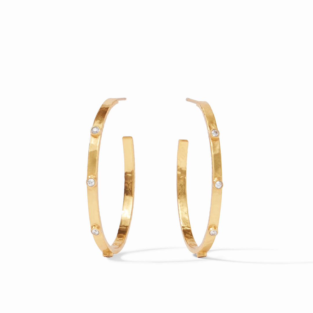EARRING CRESCENT HOOP GOLD PEARL