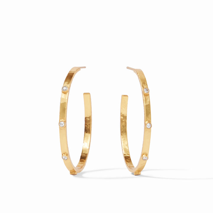 EARRING CRESCENT HOOP GOLD PEARL