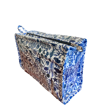 COSMETIC BAG BOX SEASHELLS BLUE