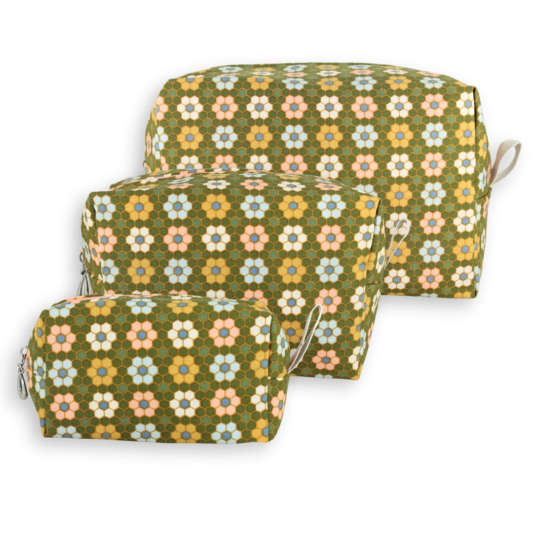 TOILETRY BAG PEACH AND OLIVE TILE