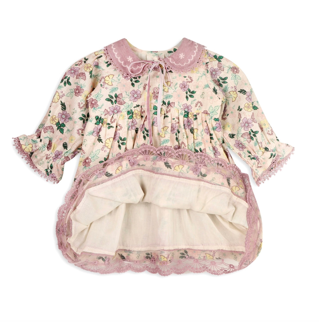DRESS+BLOOMER FLORAL COLLAR LILAC S/2