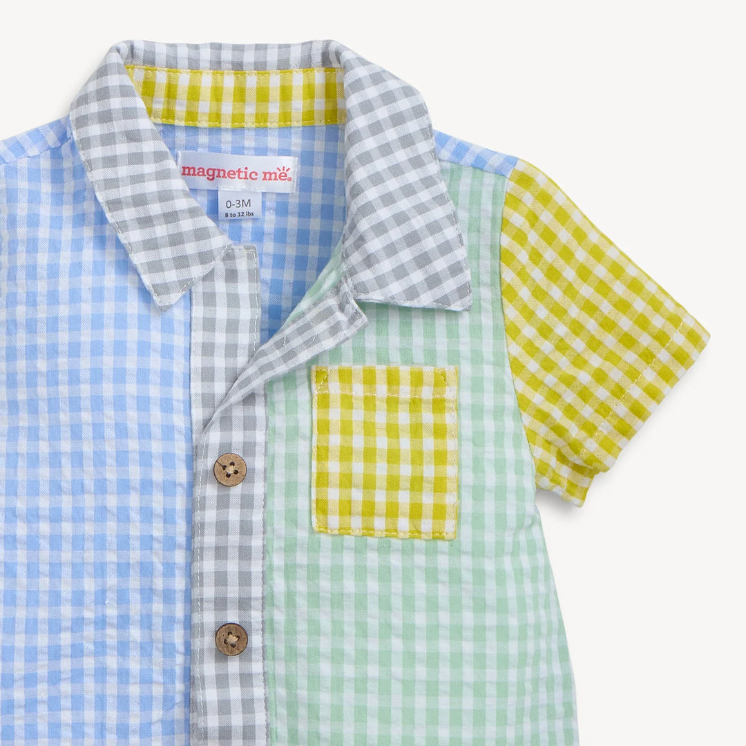 ROMPER COLLAR MULTI GINGHAM SHORT