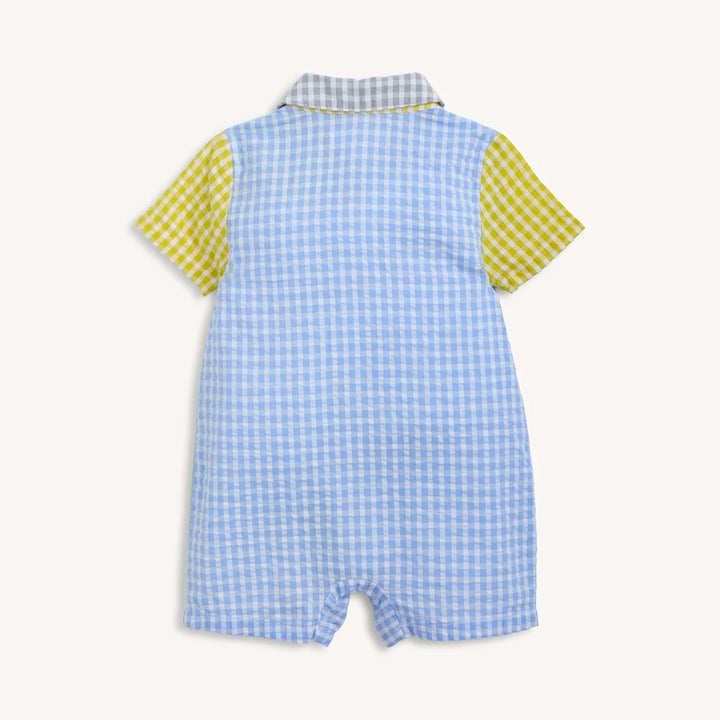 ROMPER COLLAR MULTI GINGHAM SHORT