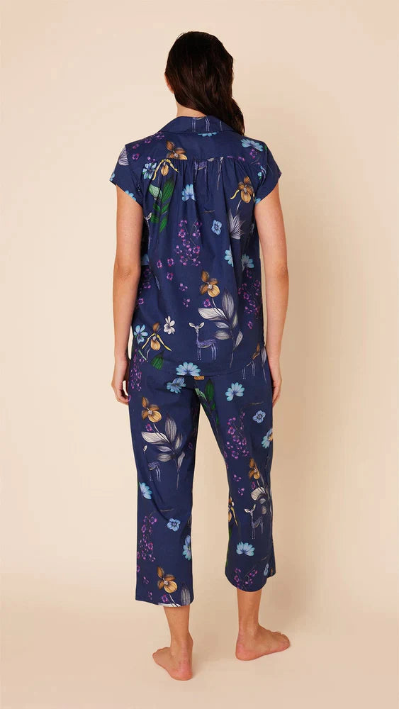 PAJAMA SET CAPRI DEERLY BLUE FLORAL LUXE PIMA