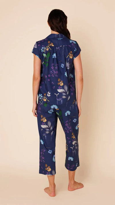 PAJAMA CAPRI DEERLY BLUE FLORAL LUXE PIMA (Available in 5 Sizes)