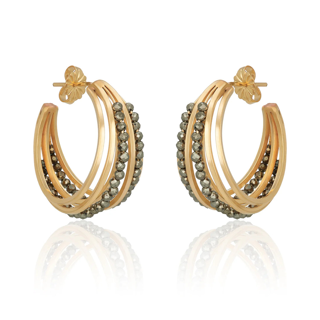 EARRING MIA GEM MULTI HOOPS PYRITE