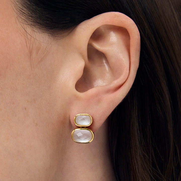 EARRINGS MERCER DOUBLE GEMSTONE DROPS