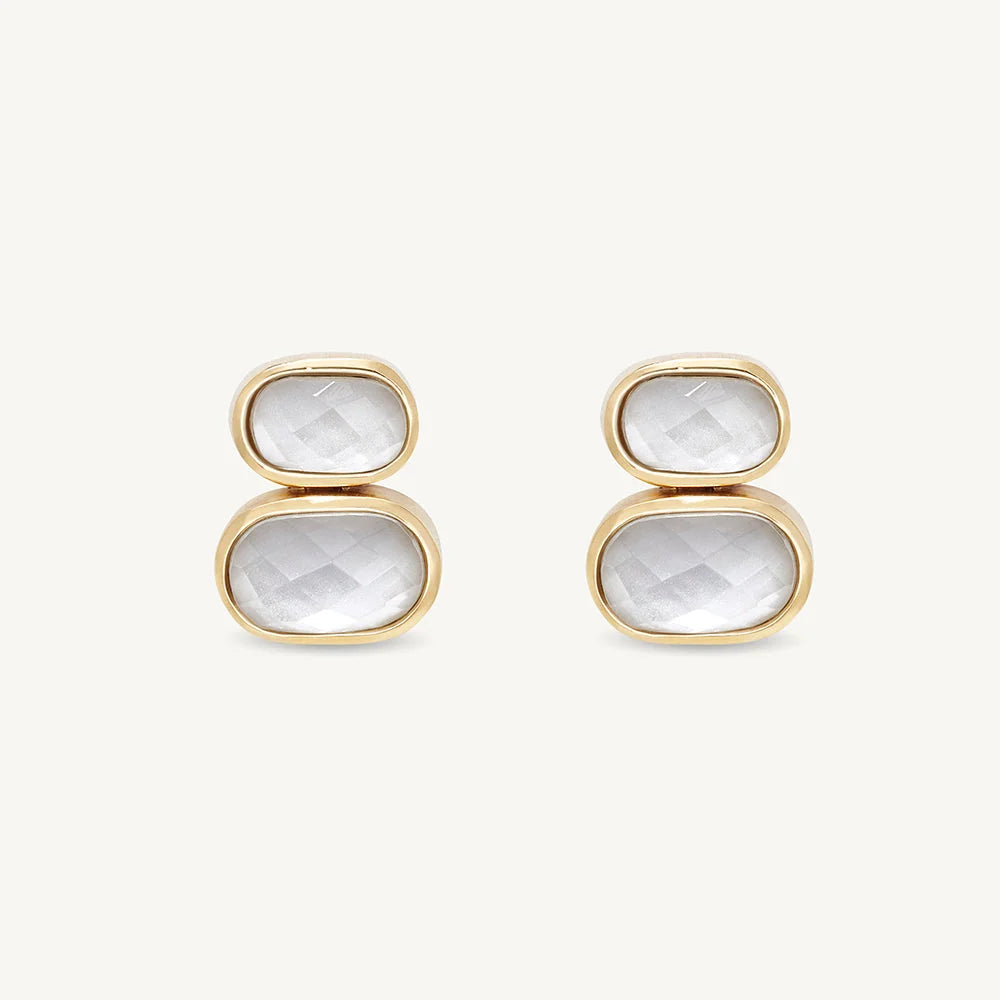 EARRINGS MERCER DOUBLE GEMSTONE DROPS