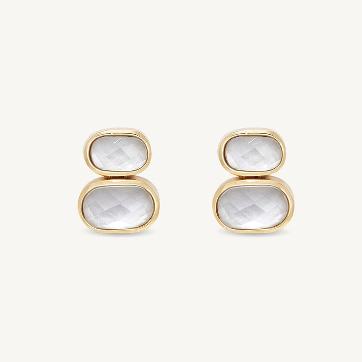 EARRINGS MERCER DOUBLE GEMSTONE DROPS