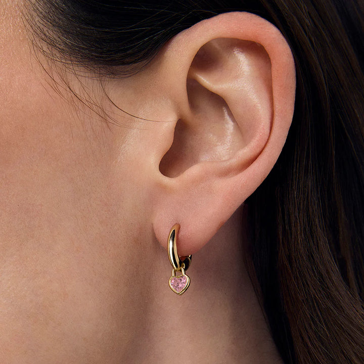 EARRINGS CHERIE HEART HUGGIE HOOPS