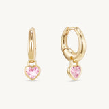 EARRINGS CHERIE HEART HUGGIE HOOPS