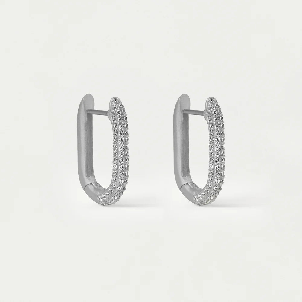 EARRINGS JULIETTE PAVÉ HUGGIE HOOP SILVER