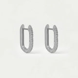 EARRINGS JULIETTE PAVÉ HUGGIE HOOP SILVER