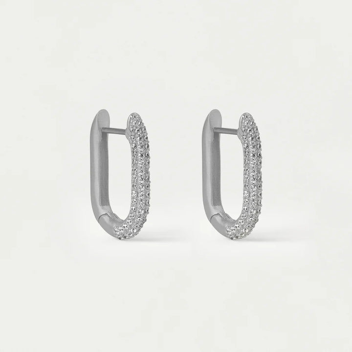 EARRINGS JULIETTE PAVÉ HUGGIE HOOP SILVER