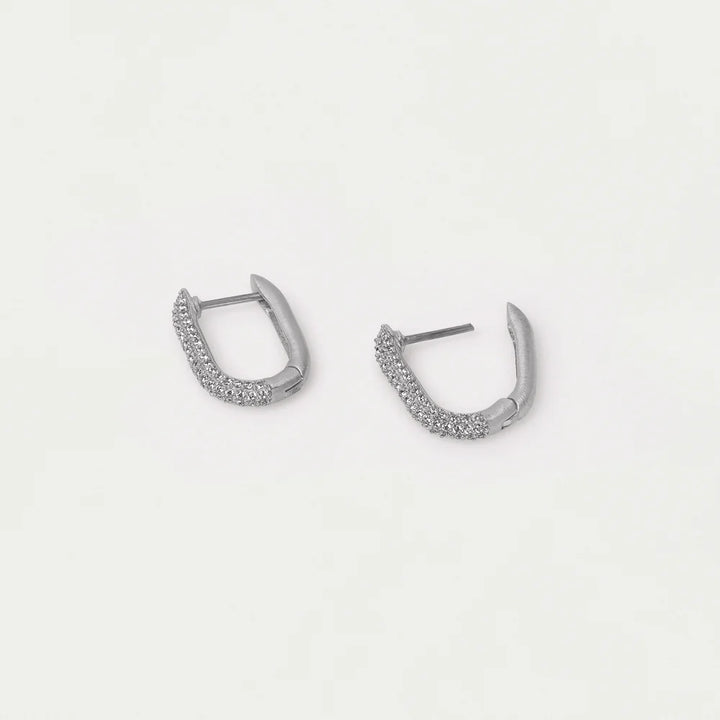 EARRINGS JULIETTE PAVÉ HUGGIE HOOP SILVER