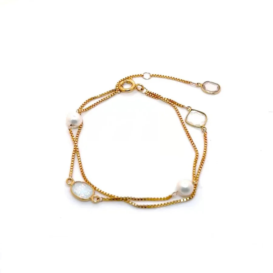 BRACELET POWER THREE OPAL DOUBLE STRAND