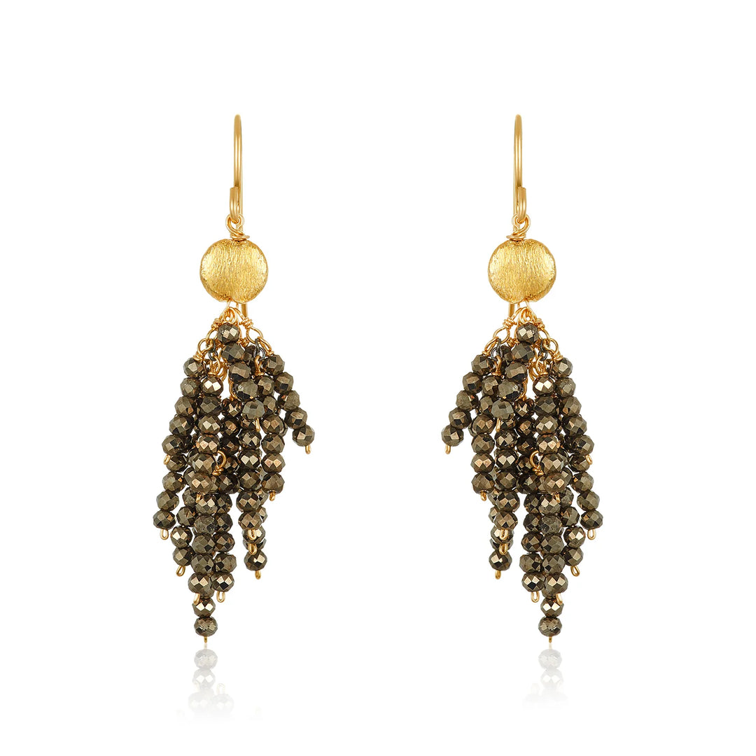 EARRING FIRECRACKER  PYRITE SMALL
