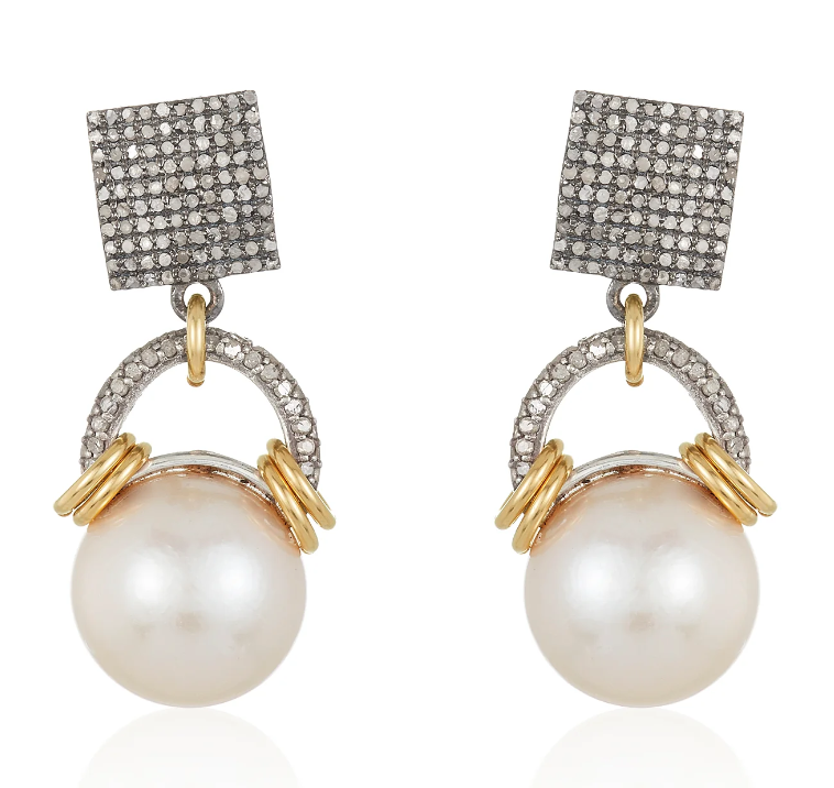 MABEL CHONG EARRING DROPS PAVE PEARLS