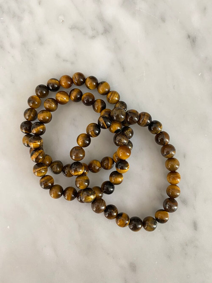 BRACELET BEADS TIGER EYE MED #ED-17