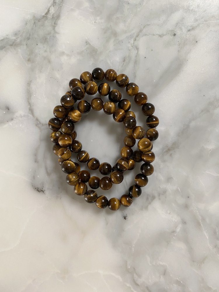 BRACELET BEADS TIGER EYE MED #ED-17