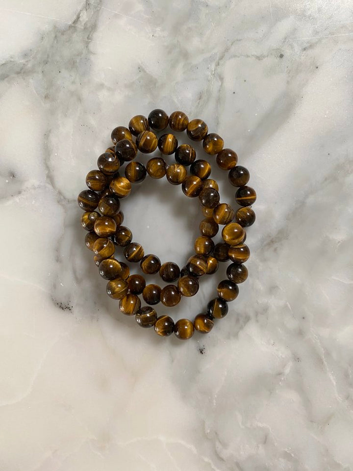 BRACELET BEADS TIGER EYE MED #ED-17