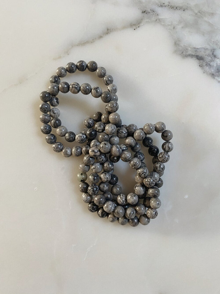 BRACELET BEADS GREY GHOST