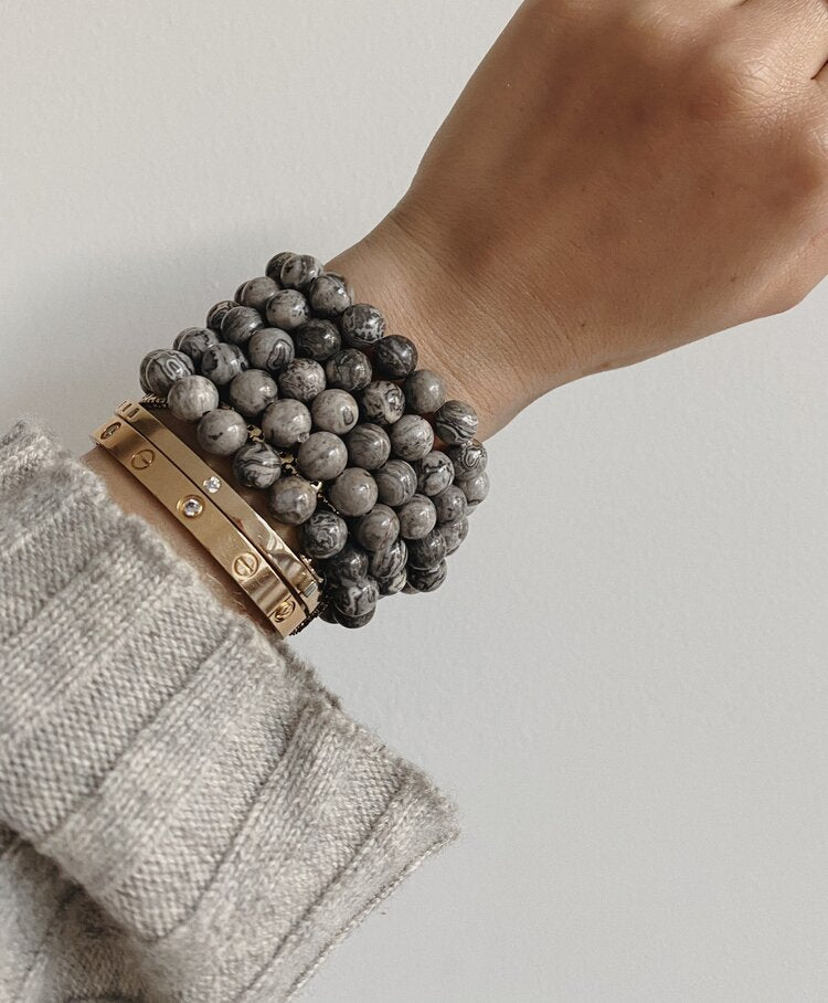 BRACELET BEADS GREY GHOST