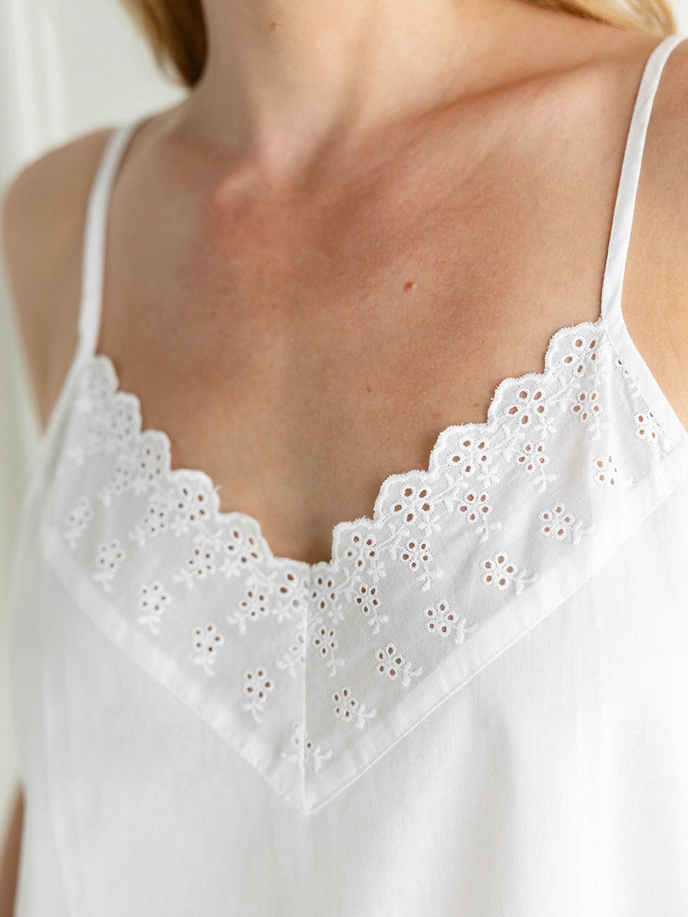 NIGHTGOWN V-NECK EYELET LACE
