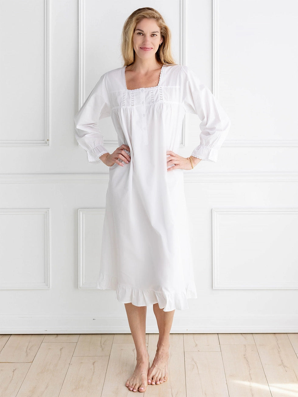 NIGHTGOWN LONG SLEEVE SQUARE NECK