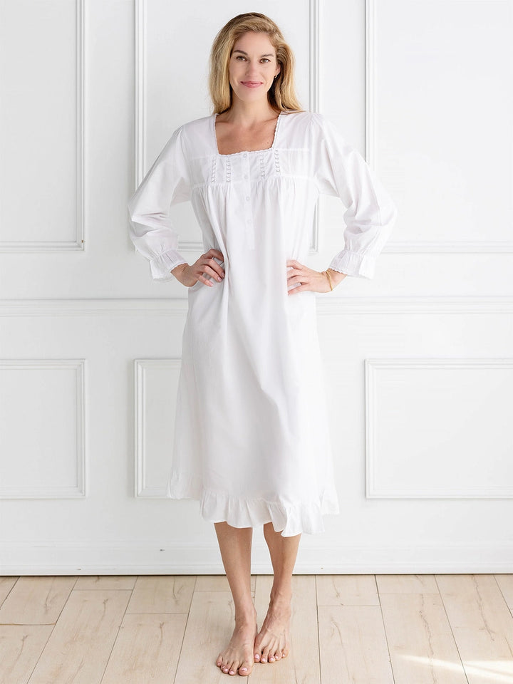 NIGHTGOWN LONG SLEEVE SQUARE NECK