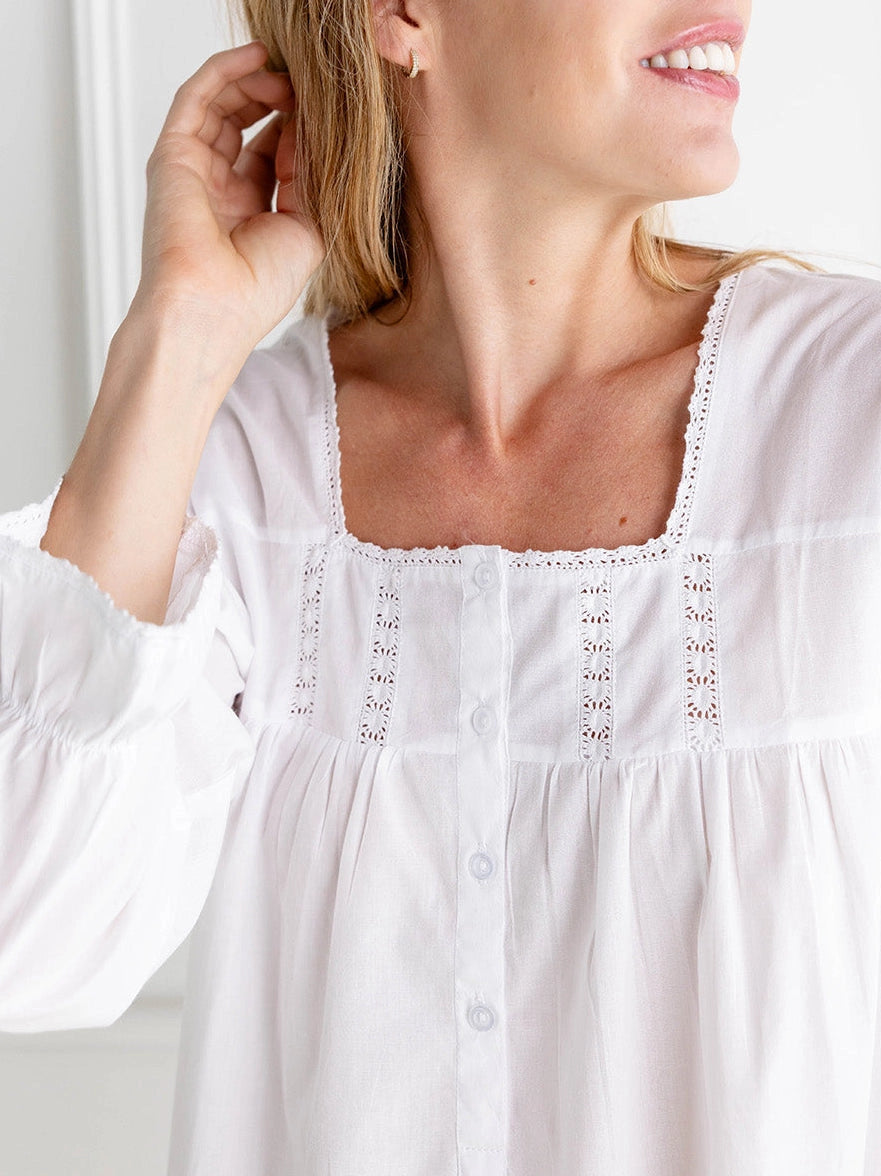 NIGHTGOWN LONG SLEEVE SQUARE NECK