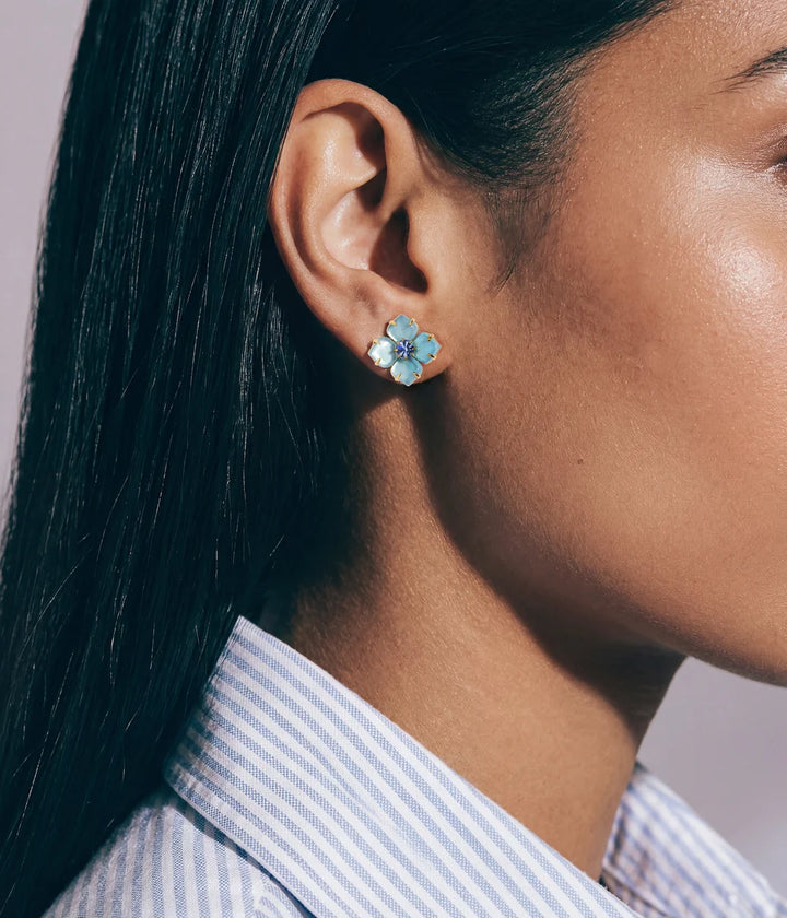 EARRINGS HYDRANGEA STUDS BLUE