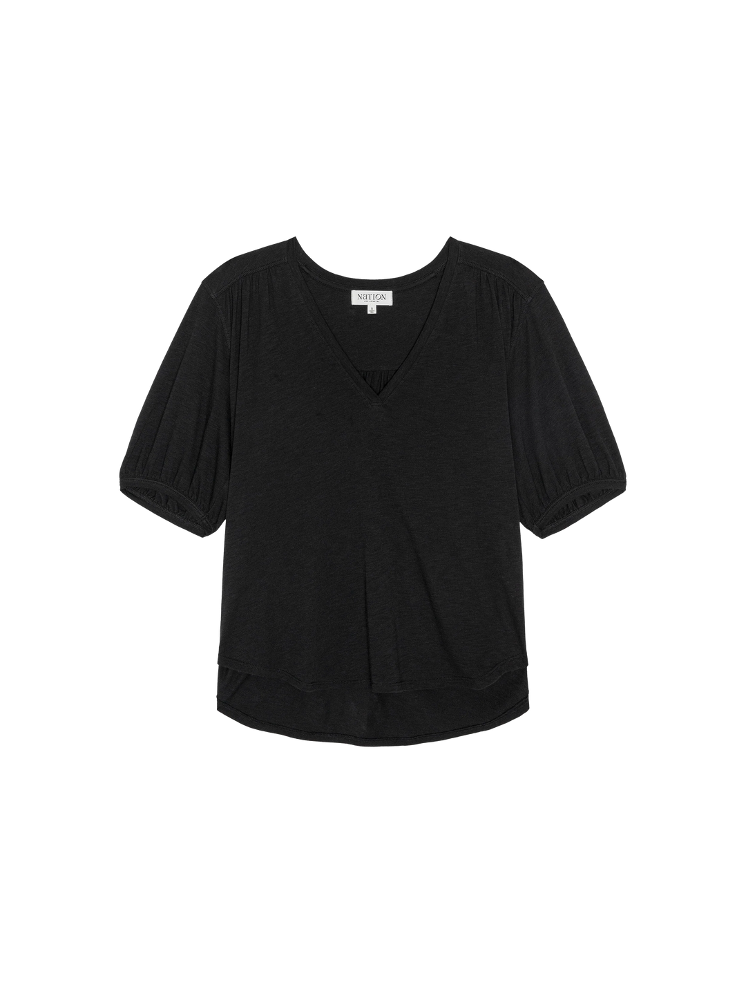 TEE SHIRRED SHOULDER TOP