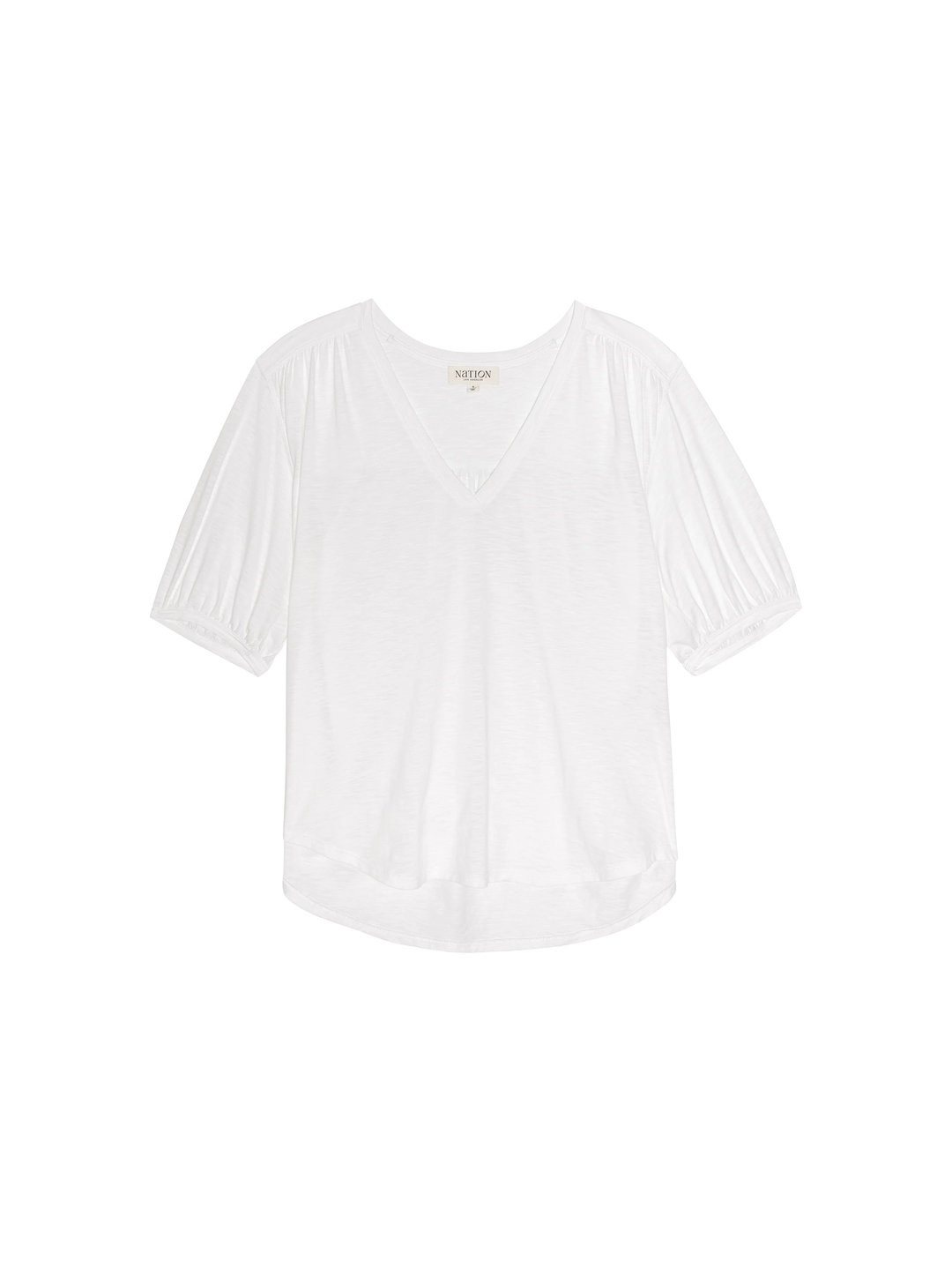 TEE SHIRRED SHOULDER TOP