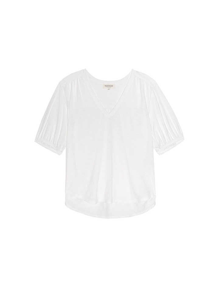 TEE SHIRRED SHOULDER TOP