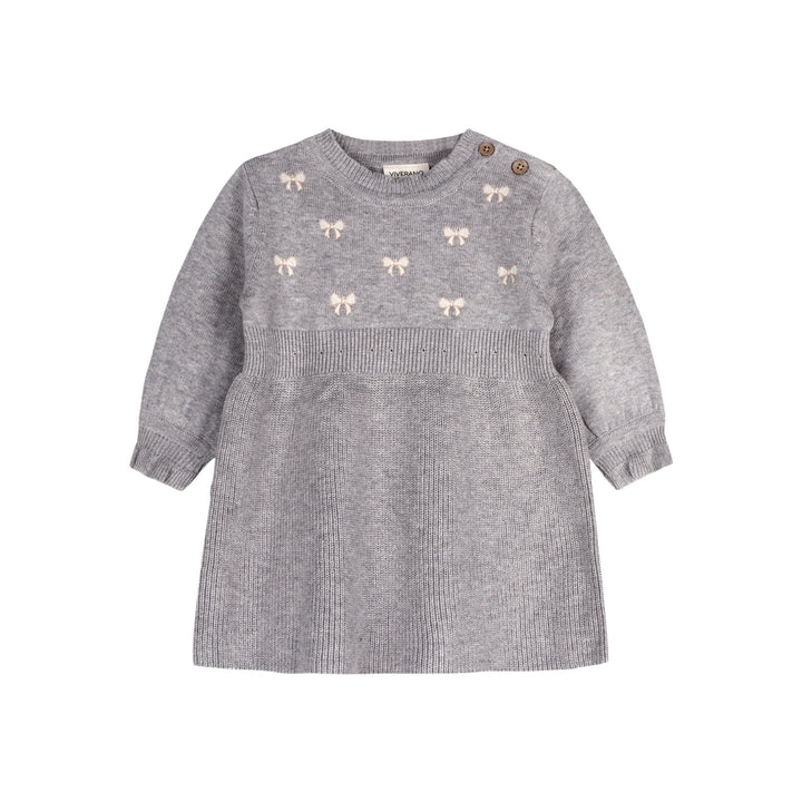 DRESS BOW BALOON SLEEVE HEATHER GREY
